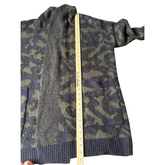Anthropologie Jensen Cardigan size L Green Blue Open Front Camo Open Front - Picture 6 of 12